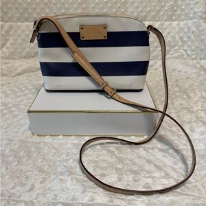 Kate Spade Navy and White Striped Crossbody Bag